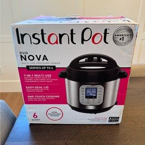 Instant Pot Duo NOVA, 6-Qt., 7-in-1, One-Touch. New in box, never used.